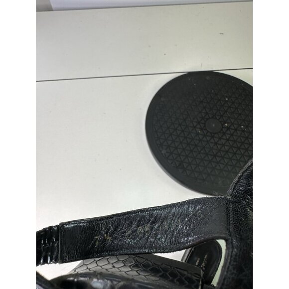 Robert Clergerie Strappy Sandals Black Reptile Embossed VTG 90s Sandals Sz 7.5 - Picture 8 of 10
